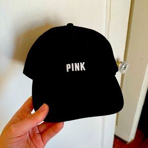 PINK black logo hat